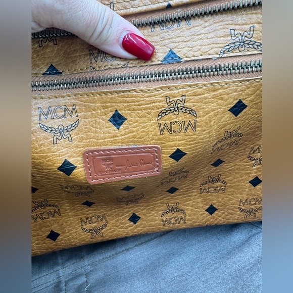 MCM Vintage Visetos Monogram Cognac Large Shopper Tote Carryall Shoulder Bag EUC - Picture 16 of 17